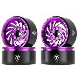 TREAL 1.9 Beadlock Wheels - Cyclone Style CNC Machined Aluminum Rims (4-Pack) Pink/Purple for 1/10 RC Crawlers TRX4, SCX10 III, and Ascent(Purple)
