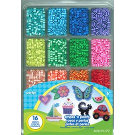 Perler Beads Stripes And Pearls Assorted Fuse Beads Tray For Kids Crafts, 4000 pcs
