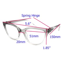 ColorViper Vintage Classic cateye reading glasses for women CAT EYE (D1 Shiny Transparent Grey 2 Tone, 3.50)