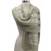 Beige Cable Knit Scarf Neck Wrap With Lace & Button