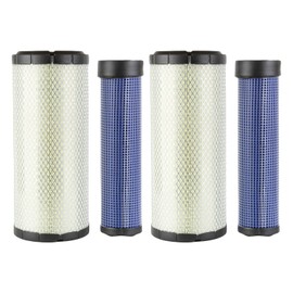 GETOPAUTO 46671&46672 Engine Air Filter Kit Inner Outer Fit for John Deere Skid Steer 240 250 270 CT322 317 Case 40XT 60XT 70XT 75XT 85XT 1840 1845C 435 445 445CT Kubota SVL75 SVL75-2 (set of 2)