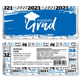 Big Dot of Happiness Blue Grad - Best is Yet to Come - Candy Bar Wrapper Royal Blue 2022 Graduation Party Favors - Set of 24