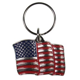 Siskiyou Automotive Metal Key Chain American Flag Enameled Details