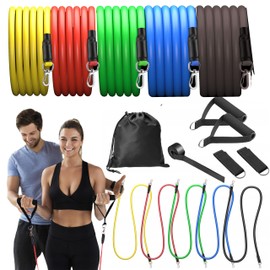 Fizyo Set of 5 Resistance Bands Expander, 5 Rubber Bands and Accessories for Strength and Resistance Training, Ideal for Strength Training and Pilates, Fitness Bands Set in One Bag