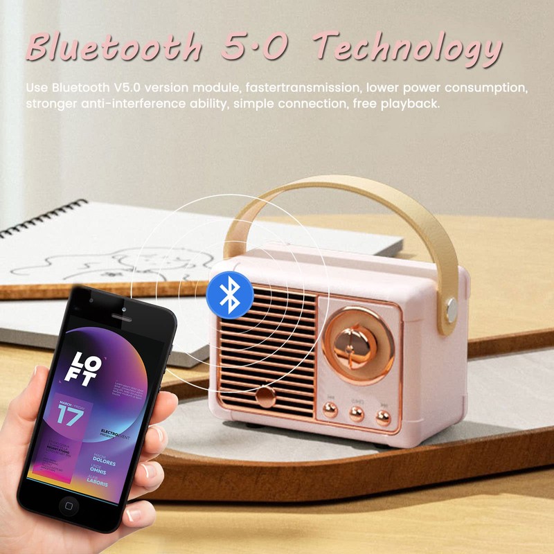 Luckyu Retro Bluetooth Speaker, Vintage Speaker with Old Fashioned Classic