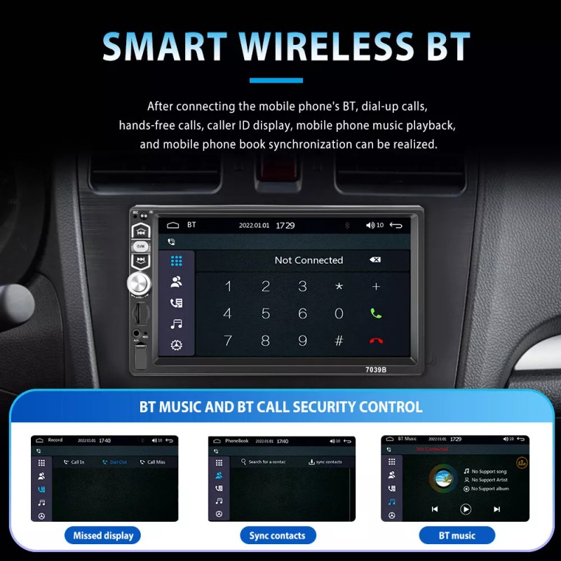 Navitroey Single 1Din 7" Touch Screen Stereo Bluetooth Radio Car