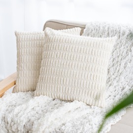 HAPPY SINGU RABO Cushion Cover 45 45 Korean Stylish Cute Wheat Cordiluloy Fluffy Fluffy Moisturizing Moisture Absorption Embossing Simple Luxury Decorative Pillow Cover Large Zipper Decorative Waffle