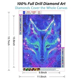 NAIMOER Diamond Painting Kits for Adults, Diamond Painting Wolf Diamond Art Kits 5D Embroidery Arts Craft for Home Decor 11.8x15.7 Inch (Without Frame)
