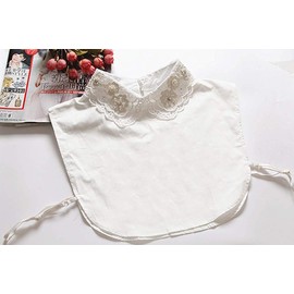 OOCC Double Layers Embroidery Detachable Fake Collar Half Shirt Blouse Pearl Flower Shirt Collar Faux Collar Collar