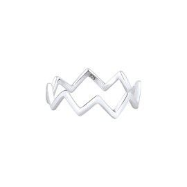 Elli Edgy Trend Blogger Women's Ring Geo Zig Zag Square in 925 Sterling Silver, Facet cut, No Gemstone