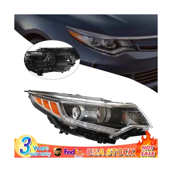 Unbranded RH For Kia Optima 2016-2018 Headlight Halogen with LED