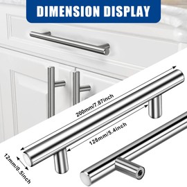 AOKITO Pack of 15 Furniture Handles, Kitchen Handles, Silver, Hollow Brushed Cabinet Handles, Stainless Steel Door Handles with Screws, Hole Spacing 128 mm, for Cupboard, Drawer, Wardrobe, Cupboard