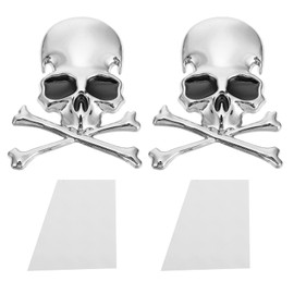 BESPORTBLE 3D Skull Metal Skeleton Sticke decal Emblem Badge for Car Motorcle Stickers 2 Pcs Motorbike Bumper Motorcycle Decor Silver Aluminium