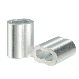 sourcingmap Aluminum Crimping Loop Sleeve Double Barrel for 1/8" - 5/32" Wire Rope Pack of 25