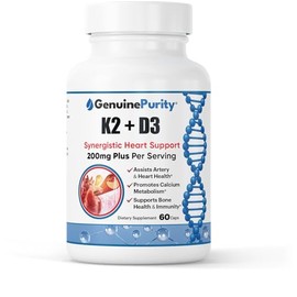 GenuinePurity - D3 K2 Vitamin Supplement with BioPerine - Supports Bone Strength, Calcium Utilization & Immune Health - Liposomal Encapsulated Formula for Enhanced Absorption