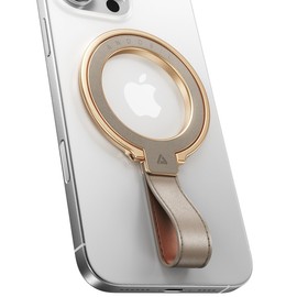 andobil[2025 Premium Leather]Magnetic Phone Grip for MagSafe[Unrivaled Stability]Adjustable Phone Ring Kickstand with Leather Loop Compatible with MagSafe Accessories&iPhone 16 Pro Max/15/14/13,Greige