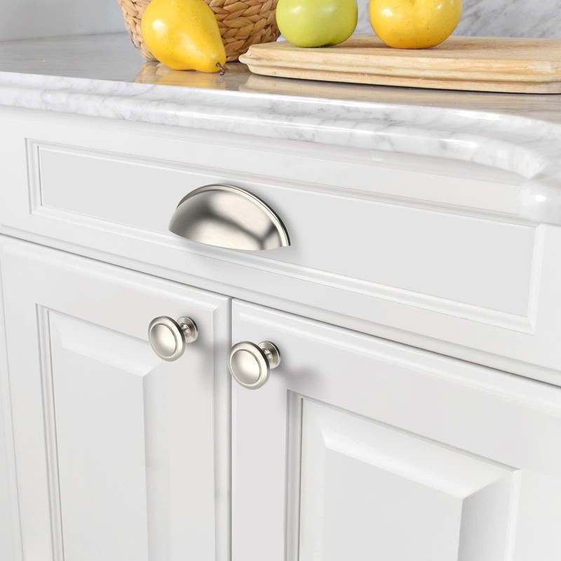 Amerdeco Pack of 12 Furniture Knobs, Cupboard Knobs, Brushed Nickel