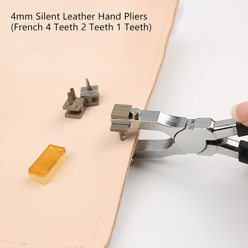 Stitching Hole Punch BUTUZE,4mm Silent Leather Hand Pliers with Leather