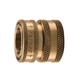 Parker Hannifin 1163-60 Series 1163 Brass High Flow Water Hose Connector Coupler, 3/4" Body Size, 3/4"-11-1/2 NH Port End, 1.16" Length