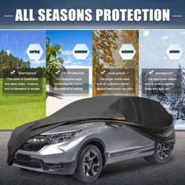X AUTOHAUX Car Cover for Honda CRV 1995-2025 210D-PU Outdoor Full Car Cover All Weather with Door Zipper for Waterproof Windproof Sun Rain Snow Protection