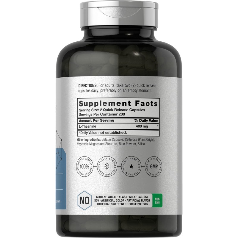 Horbäach L-Theanine 400mg | 400 Capsules | High Potency Supplement