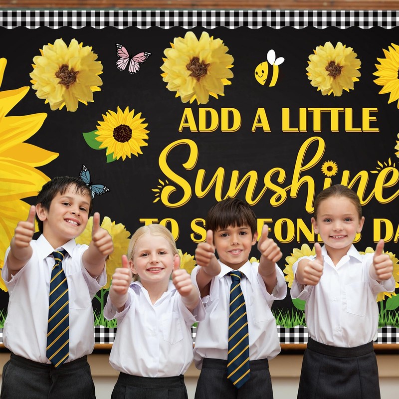 Pasimy 3D Sunflower Bulletin Board Decorations Set Bee Classroom Door