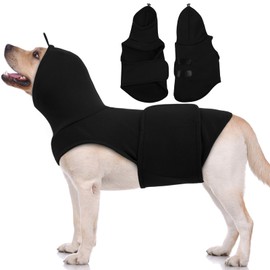 XL Dog Fireworks Anxiety Vest with Adjustable Chest,Hood & Ear Cover,Labrador Soft Lightweight Calming Shirt for Thunderstorms,Lightning,Separation,Home Alone,Dark Green,XL