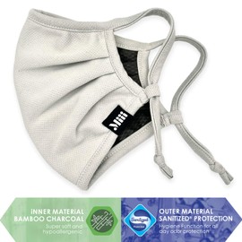 mii innovations Miii Comfortable Mask | Hygienic Fabric Grey Washable Face Masks UK | Soft Adjustable Ear Loops | Lightweight Hypoallergenic Bamboo Face Covering |