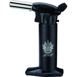 Smoxy Vulcan Kitchen Food Torch for Creme Brulee, Baking, Desserts and Searing- Butane Torch Lighter, Blow Torch for Cooking with Lock and Adjustable Flame (Butane Gas Not Included) (Black)