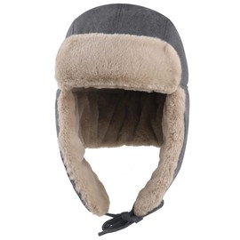 Connectyle Mens Trooper Trapper Hat with Ear Flaps Winter Russian Warm Hat Cold Weather Hat Black