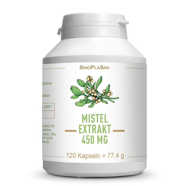 Mistletoe Extract 450 mg Capsules - 120 Capsules - Vegan - 100% Natural - SinoPlaSan AG