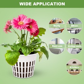 Orchid Pots for Repotting,10 Pack 3 Inch Net Cup Pots with Holes and Saucers,Net Pot,Plastic Orchid Pots, Mesh Pot Net Cup Basket Hydroponic(White)