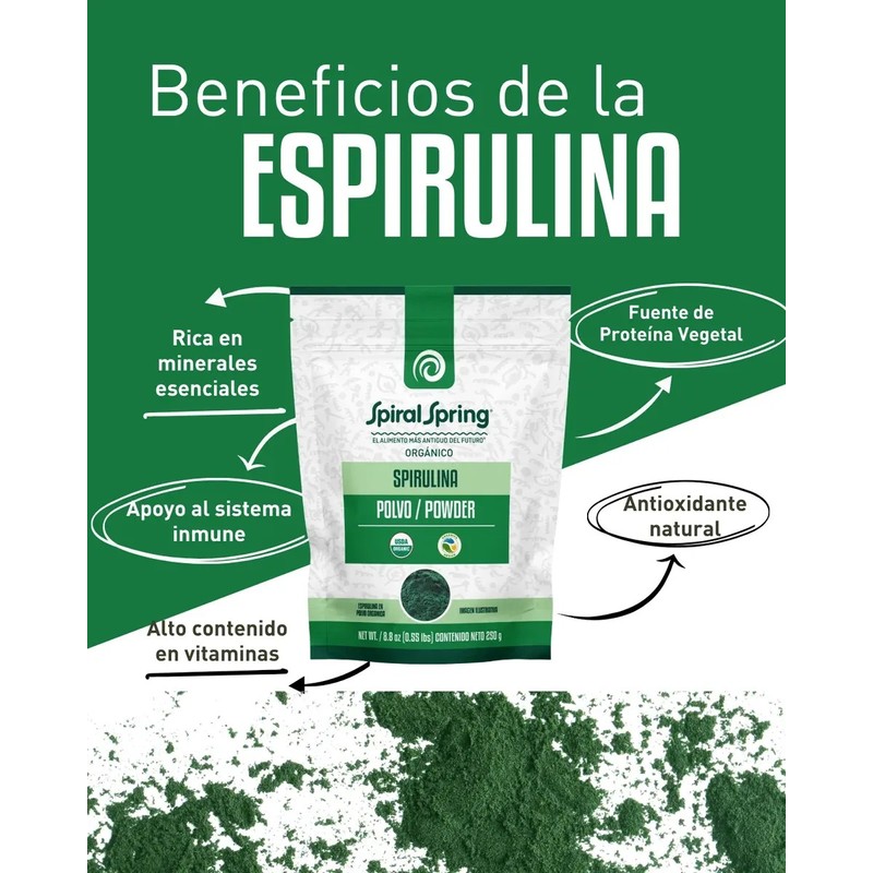 5 Bolsas De Spirulina Orgánica. Máxima. Espirulina En Polvo