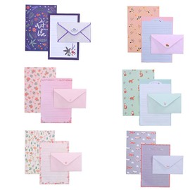 36 Pcs Lovely Letter Paper Lined Stationery Paper with 18 Pcs Envelope Writing Letter Paper Stationary Set for Office Home School (36)