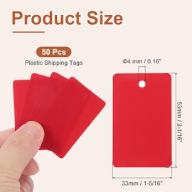 PATIKIL Plastic Shipping Tags with Wire, 50 Pcs 2-1/16" x 1-5/16" Waterproof Blank Labels Hang Tag with String for Outdoor Luggage Product Identification Price Marking, Red