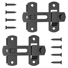 MaozyHomie 4 Inch Flip Latch Gate Latches, 180 Degree Flip Barn Door Lock Latch, Heavy Duty SUS304 Stainless Steel Flip Sliding Latch, Bolt Buckle Lock for Barn Wood Fence Sliding Doors, Black, 2 Pack