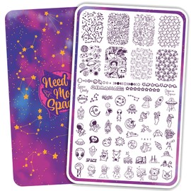 H la Cosedora Nail Stamping Plate - Large Single Template Plates for Stamping Cute Image and Art Design Templates on Fingernails, Star Rocket Cosmic Planets Galaxy Space Astronauts Nebula Celestial