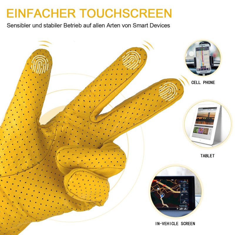 ZLUXURQ Men's Luxury and Soft 100% Sheepskin Leather Driving Gloves