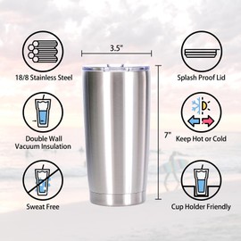 Muka 20 Ounce Stainless Steel Tumbler, Double Walled Insulated Travel Mug-Royal Blue