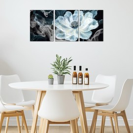 xiysien Flower Wall Art Modern Abstract Floral Canvas Wall Decor Zen Meditation Spirit Printing Artwork for Home Bathroom Living Room Bedroom 12''x16''x3PCS
