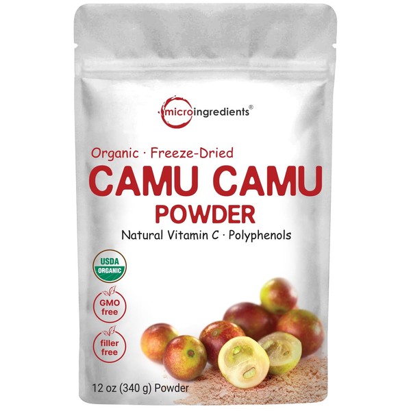 Micro Ingredients Organic Camu Camu Powder, 12 oz | High Natural Vitamin C Level | Fresh Freeze-Dried Berries Source | No GMOs, Vegan Friendly