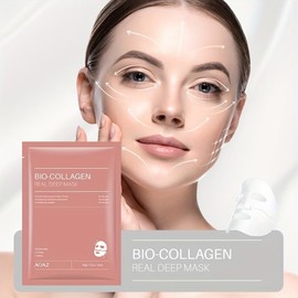 HS SQUARE Collagen Face Mask – Deep Collagen Anti-Wrinkle and Lifting Overnight Mask, Real Deep Collagen Mask for Lifting, Firming, and Moisturizing – 38g x 4 pieces