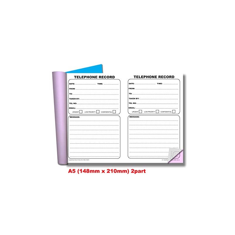 Cherry NCR Telephone Record Duplicate Book SL A5 40 Sets