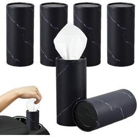 Lyfengdeam Car Tissues for Cup Holder, Facial Tissues in Cylinder Canisters, Car Tissue Box，Round Tube Car Tissue Box Round Container for Home Office Bathroom (Black)