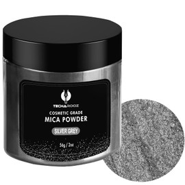 Silver Grey Mica Powder for Epoxy Resin 56g / 2oz. Jar - TECHAROOZ 2 Tone Resin Dye Color Pigment Powder for Lip Gloss, Nails, Colorant for Slime Bath Bombs Soap Making & Polymer Clay