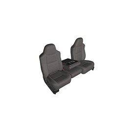 Durafit Seat Covers Made to fit 1993-1998 F150-F550 All Cabs High Back 40/20/40 Split Seat with Molded Headrests and Opening Center Console Seat Covers in Dark Gray Leatherette
