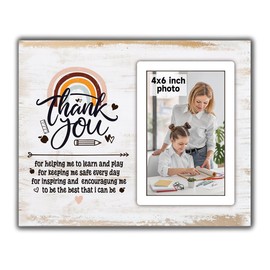 Teacher Appreciation Gifts for Teacher Mentor Tutor Coach Picture Frame with "Thank You for Helping Me Grow" Quote, Wooden Photo Frame for Retirement Graduation Back to School Desk Decor 4"x6" Photo