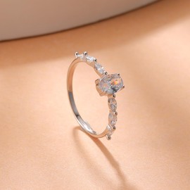 LOVECOM 2CT 925 Sterling Silver Engagement Rings for Women Radiant Cut Solitaire Cubic Zirconia Wedding Band CZ Promise Rings for Her Simulated Diamond Ring Jewelry Christmas Gifts for Mom (Style 3-Silver, 9)