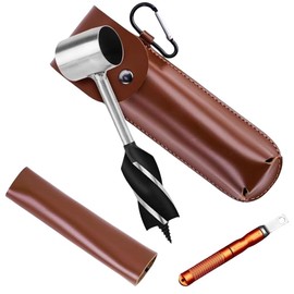 Gopbod Survival Tool for Bushcraft Settlers, Manual Drill Wrench, Scotch Eye Auger Drill and Bushcraft Settlers Auger Tool for Camping, Outdoor, Bushcrafting, with Protective Box & Hook