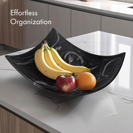 Creative Scents Black Marble Look Fruit Bowl for Kitchen Counter – Coffee Table Decor for Living/Dining Room, Modern Black Catch-All Key Dish Decor for Entryway – Decorative Bowl for Home Decor